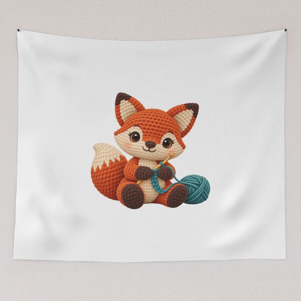 Item preview, Amigurumi Crocheter – Cute Fox and Yarn Maker Art designed and sold by UrbanCanvvas.