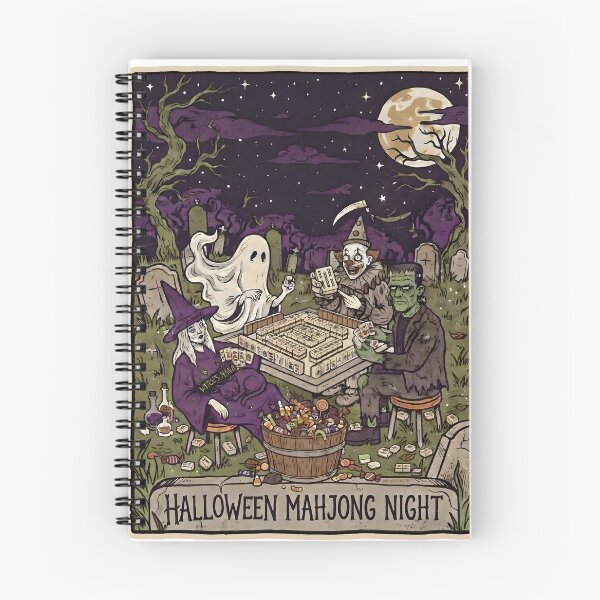 Item preview, Halloween Mahjong Night Spooky Graveyard Monsters Playing Tile Game Art designed and sold by BrainConstip.