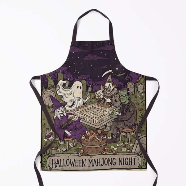 Item preview, Halloween Mahjong Night Spooky Graveyard Monsters Playing Tile Game Art designed and sold by BrainConstip.