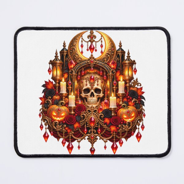 Item preview, Ornate Crescent Skull Shrine – Gothic Halloween Emblem designed and sold by Clothes With Smiling Animals Walt Gral.