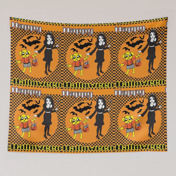 Item preview, Cute Retro Halloween Cartoon Dog & Doll Art  designed and sold by cremedecolor.