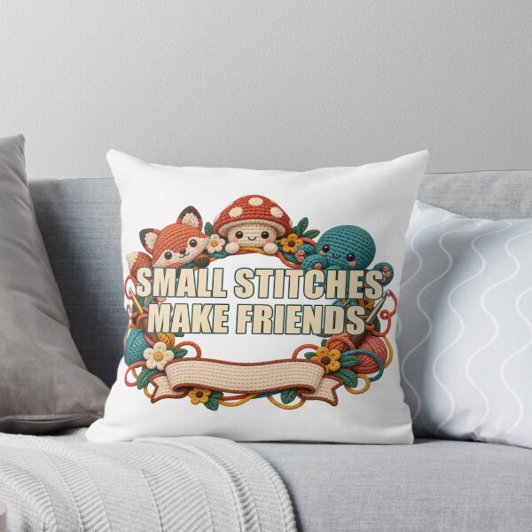 Item preview, Small Stitches Make Friends – Illustrated Crochet Art designed and sold by UrbanCanvvas.