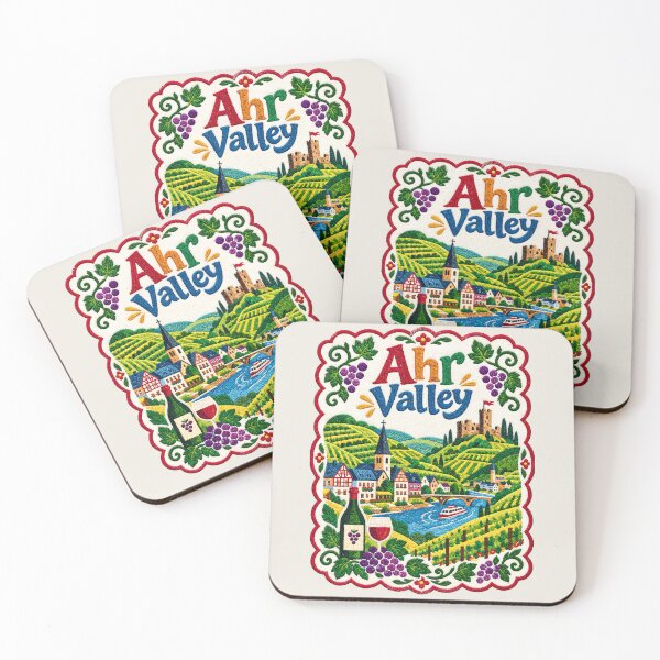 Item preview, Ahr Valley Germany Embroidered Wine Region Folk Art Illustration designed and sold by Witsprings.