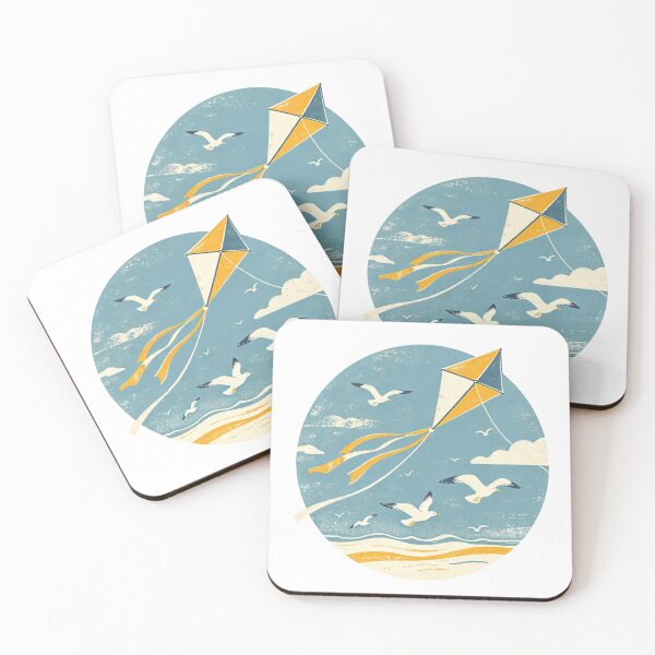Item preview, Summer Beach Kite - Retro Coastal Seagulls and Ocean Art designed and sold by Mittu96.