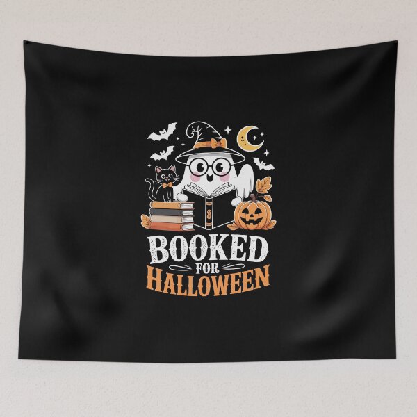 Item preview, : Booked For Halloween – Cute Ghost Reading Books Cat Art designed and sold by jkrphoto.