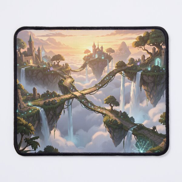 Item preview, Floating Fantasy Islands Connected by Vine Bridges designed and sold by Fanta-sticky.