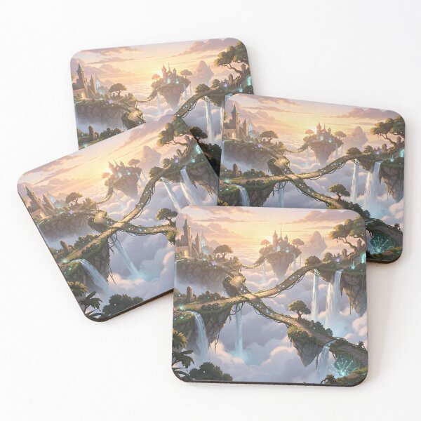 Item preview, Floating Fantasy Islands Connected by Vine Bridges designed and sold by Fanta-sticky.