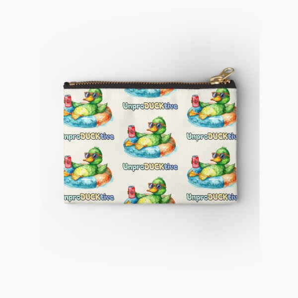 Item preview, Unproductive, green duck in a swim ring with soda designed and sold by LiskoDesign.