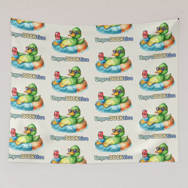 Item preview, Unproductive, green duck in a swim ring with soda designed and sold by LiskoDesign.