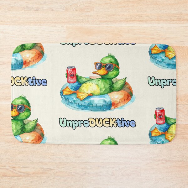 Item preview, Unproductive, green duck in a swim ring with soda designed and sold by LiskoDesign.
