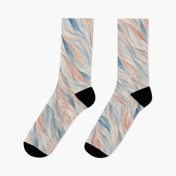 Aperçu de l'œuvre Pastel Blue & Coral Waves – Soft Watercolor Abstract Pattern créée et vendue par HO•Designs.