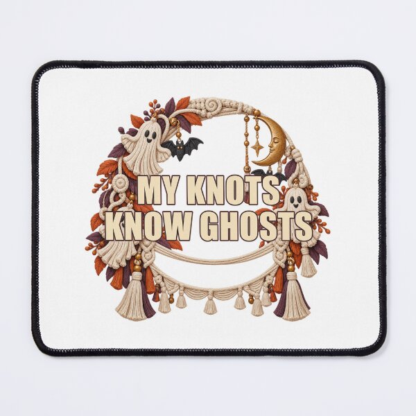 Item preview, My Knots Know Ghosts – Illustrated Spooky Macrame Art designed and sold by UrbanCanvvas.