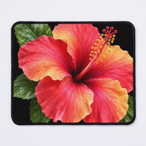 Item preview, Bright Red Hibiscus with Tropical Botanical Leaves. designed and sold by MissYouONLY.