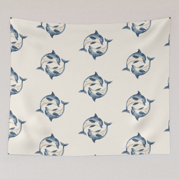 Item preview, Dolphin Ocean Circle Blue Sea Aesthetic designed and sold by LunaVales.