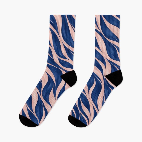 Aperçu de l'œuvre Navy Blue & Blush Pink Zebra Waves – Elegant Abstract Pattern créée et vendue par HO•Designs.
