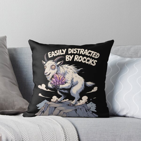 Item preview, Easily Distracted By Rocks Hypnotized Goat Purple Amethyst Crystal Cluster Mountain Peak Funny Cartoon Design designed and sold by DarylWelsh2024.