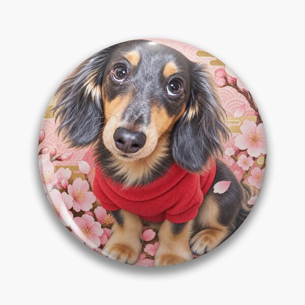 Item preview, Luná the Miniature Dachshund with Spring Cherry Blossoms designed and sold by LunaDogStudio.