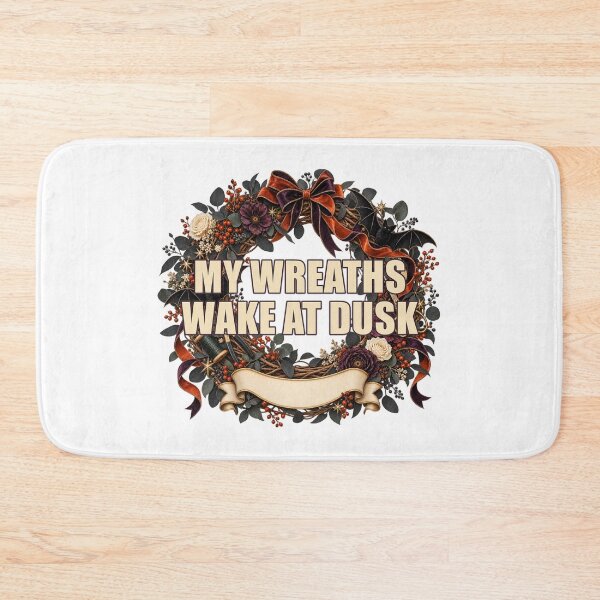 Item preview, My Wreaths Wake at Dusk – Illustrated Halloween Wreath Art designed and sold by UrbanCanvvas.