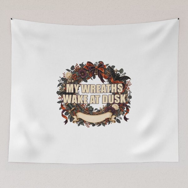 Item preview, My Wreaths Wake at Dusk – Illustrated Halloween Wreath Art designed and sold by UrbanCanvvas.