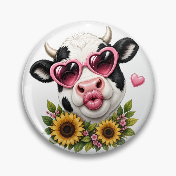 Item preview, Cow in Heart Glasses with Flowers designed and sold by design-rebell.