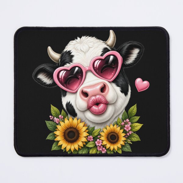 Item preview, Cow in Heart Glasses with Flowers designed and sold by design-rebell.
