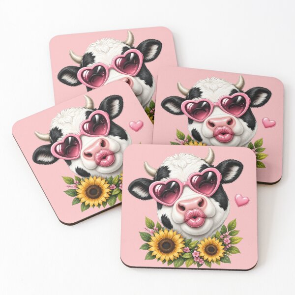Item preview, Cow in Heart Glasses with Flowers designed and sold by design-rebell.