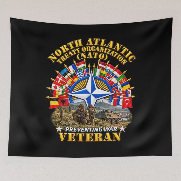 Aperçu de l'œuvre OTAN - Vétéran de l'OTAN poli - avec drapeaux - Scène militaire - 3D - Transparent créée et vendue par Military Insignia Products.