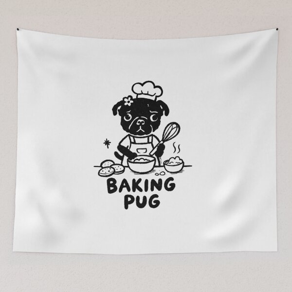 Item preview, Baking Pug Doodle designed and sold by PickledjoArt.