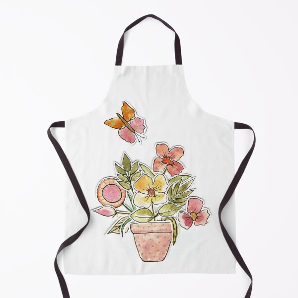Artikelvorschau, Warmer Blumenstrauß im Tontopf, Aquarellkunst entworfen und verkauft von Orly Fuchs Galchen.