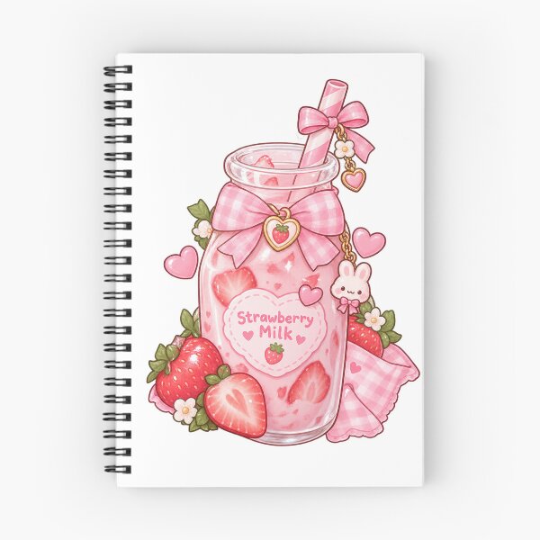 Artikelvorschau, Cute Strawberry Milk Drink with Pink Bow – Kawaii Strawberry Aesthetic entworfen und verkauft von Kiralemon.