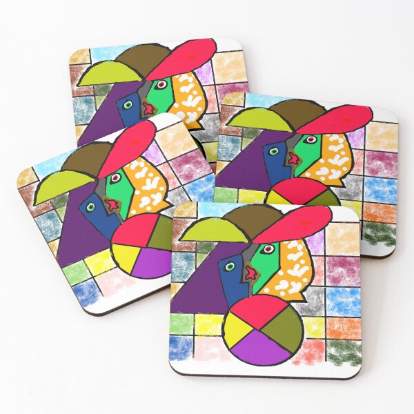 Item preview, Abstract cubist colorful portrait artwork designed and sold by Zahiramouhib.