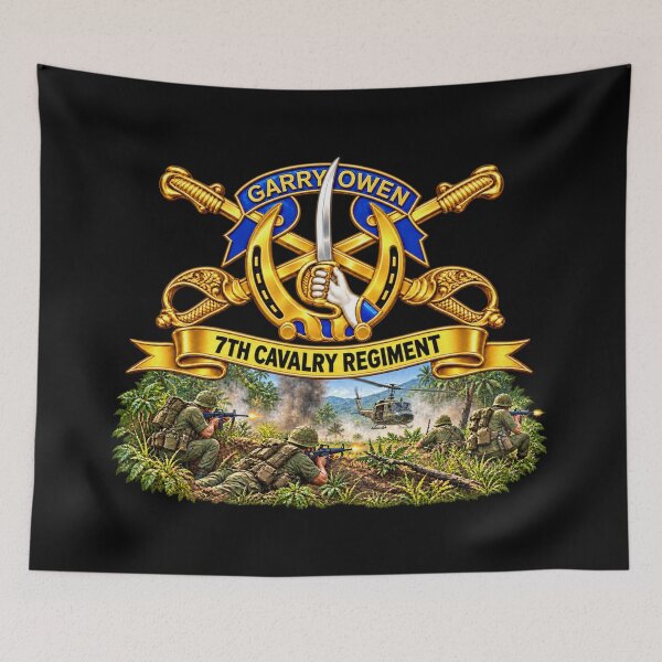 Item preview, 7th Cavalry Regiment - DUI, Br, Ribbon w  Battle of Ia drang Valley Scene - Vietnam - 3D - Transparent designed and sold by Military Insignia Products.