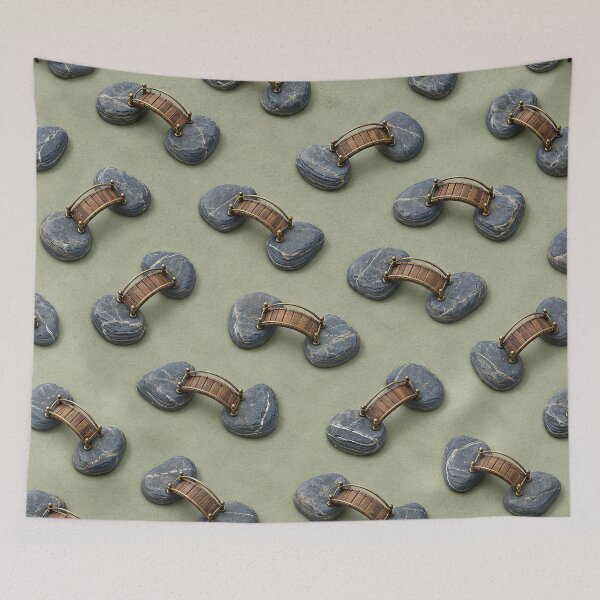 Item preview, Miniature Zen Bridges and Stone Islands – Japanese Garden Pattern designed and sold by Kaleidoscope Print.