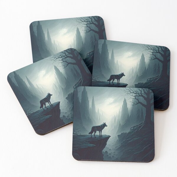 Item preview, Lone Wolf Stares Down Desolate Shadowy Valley designed and sold by Fanta-sticky.