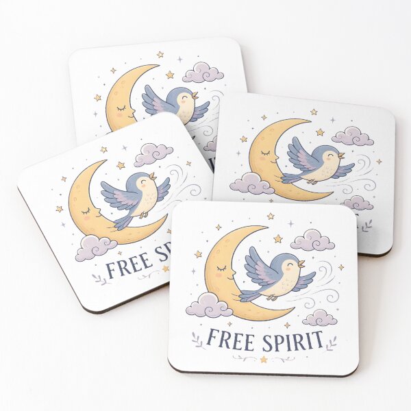 Item preview, Free Spirit Bird Moon Cute Celestial Cottagecore Boho Inspirational Design designed and sold by dreamz-world.