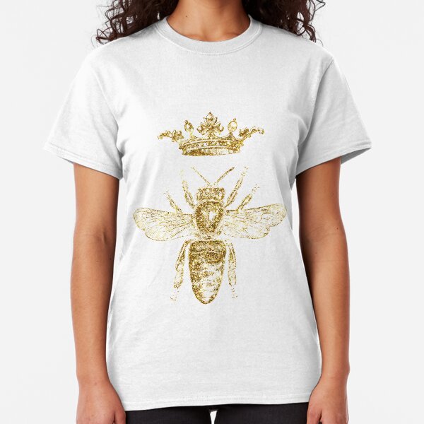 Royal King or Queen Bee Design Hand Drawn Vintage Look Artwork Gold Classic T-Shirt