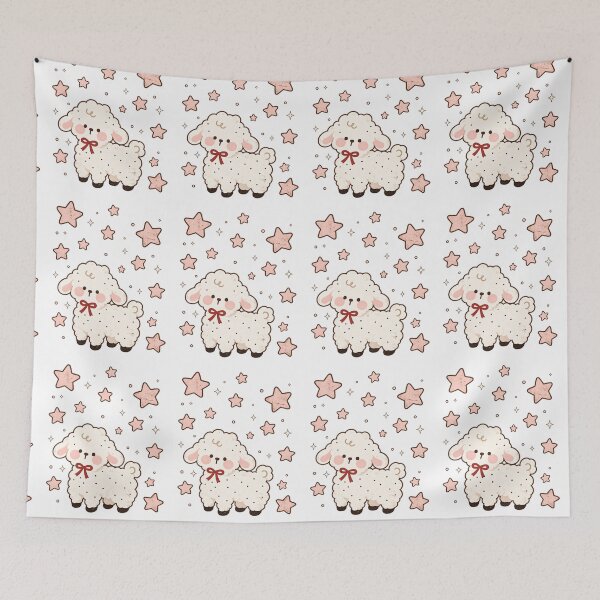 Artikelvorschau, Niedliches Lamm-Sterne-Kawaii-Schaf-Kinderzimmer-T-Shirt entworfen und verkauft von DesignArtist.ia.