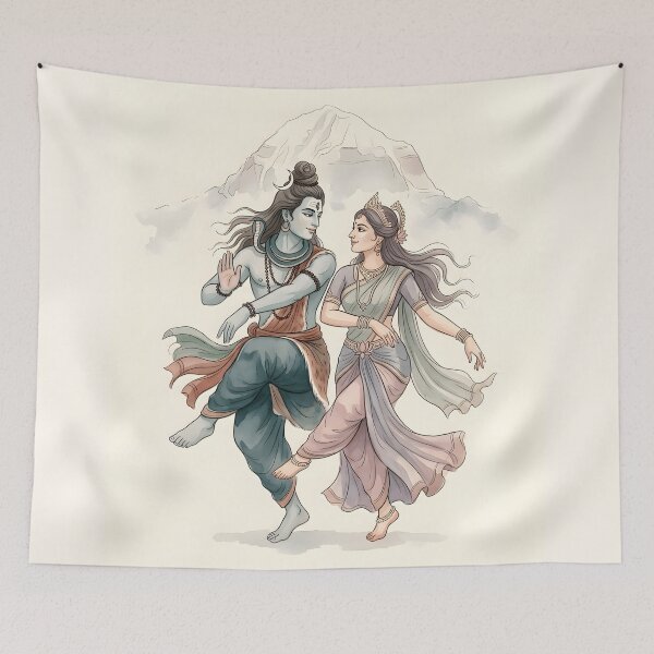 Item preview, Shiva Parvati Sacred Dance Watercolor designed and sold by hutofdesigns.