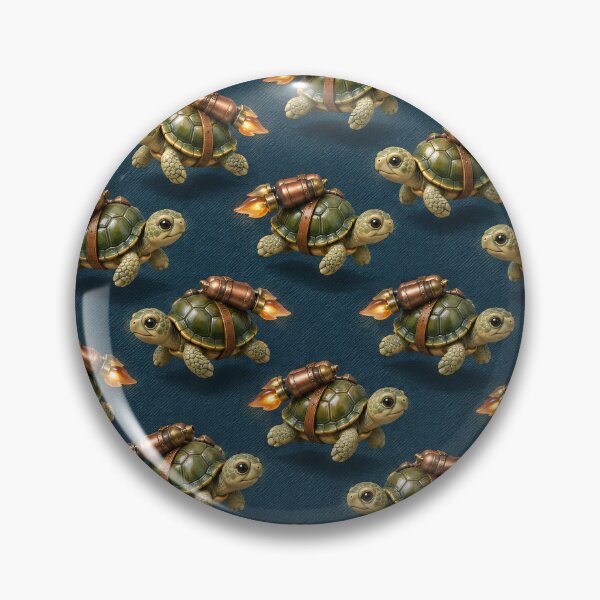 Item preview, Rocket-Powered Turtles on Navy Blue – Funny Steampunk Animal Pattern designed and sold by Kaleidoscope Print.