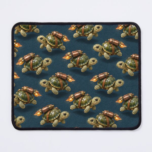 Item preview, Rocket-Powered Turtles on Navy Blue – Funny Steampunk Animal Pattern designed and sold by Kaleidoscope Print.
