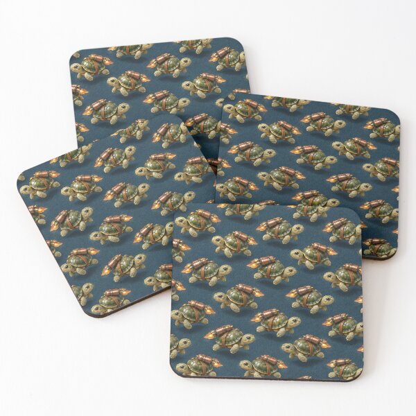 Item preview, Rocket-Powered Turtles on Navy Blue – Funny Steampunk Animal Pattern designed and sold by Kaleidoscope Print.