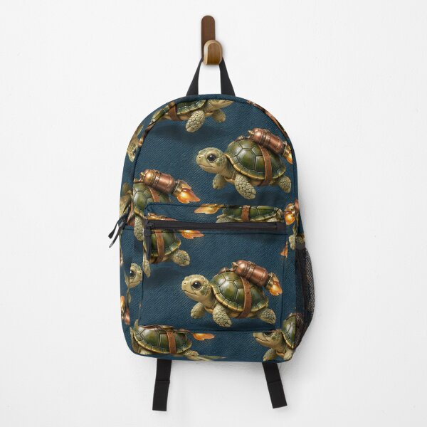 Item preview, Rocket-Powered Turtles on Navy Blue – Funny Steampunk Animal Pattern designed and sold by Kaleidoscope Print.