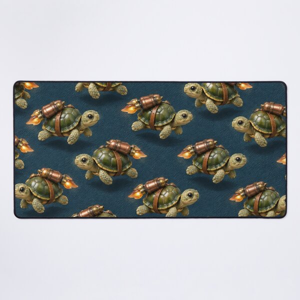 Item preview, Rocket-Powered Turtles on Navy Blue – Funny Steampunk Animal Pattern designed and sold by Kaleidoscope Print.
