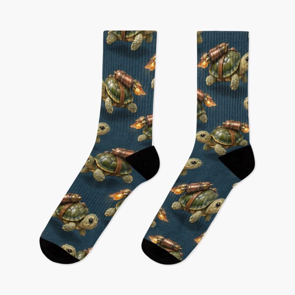Item preview, Rocket-Powered Turtles on Navy Blue – Funny Steampunk Animal Pattern designed and sold by Kaleidoscope Print.