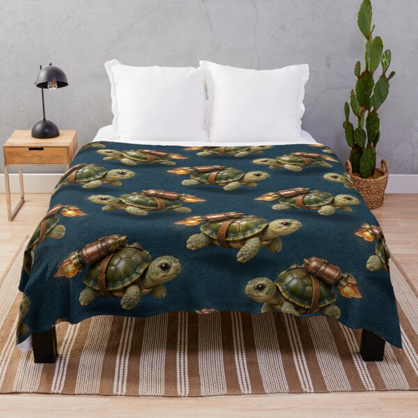 Item preview, Rocket-Powered Turtles on Navy Blue – Funny Steampunk Animal Pattern designed and sold by Kaleidoscope Print.