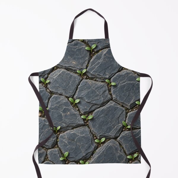 Item preview, Green Sprouts Between Dark Slate Stones – Nature Resilience Pattern designed and sold by Kaleidoscope Print.