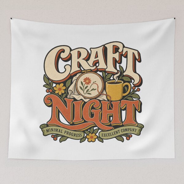 Item preview, Craft Night Minimal Progress Excellent Company – Retro Crafter Humor designed and sold by Golden Era Studio.