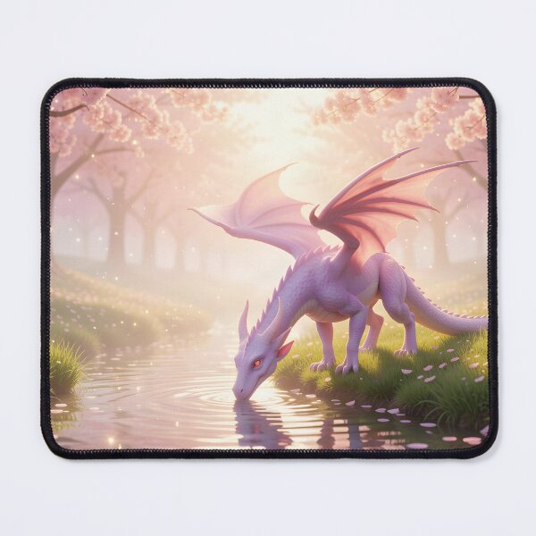 Item preview, A Lavender Dragon Drinks From the Stream in a Sakura Forest designed and sold by Fanta-sticky.