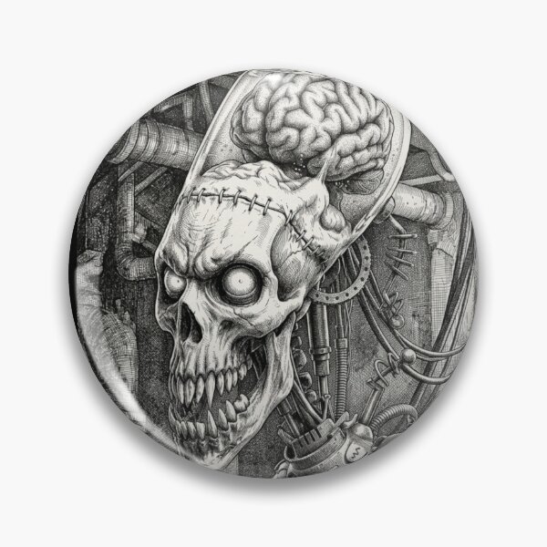 Item preview, Robotic Zombie with his brain in a jar original sketch version designed and sold by Vintage Designs +.