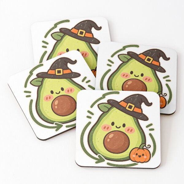 Aperçu de l'œuvre T-shirt kawaii mignon d'Halloween avec avocat, sorcière et citrouille créée et vendue par DesignArtist.ia.